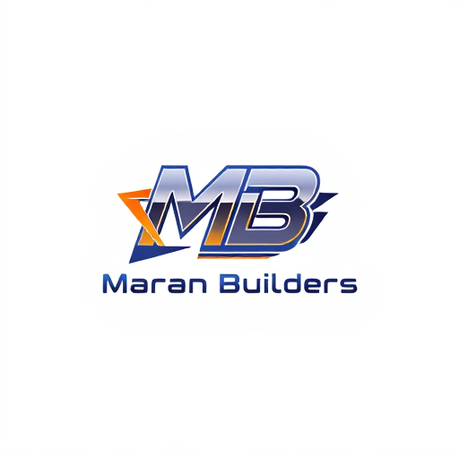 AI Design for "Create a dynamic and modern monogram logo for 'MB' with sharp angles, futuristic typography, and motion-inspired elements. Add 'Maran Builders' in clean, sans-serif lettering below the monogram. Use a contemporary color scheme with gradients or metallic finishes for a cutting-edge appearance."