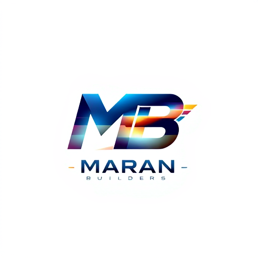 AI Design for "Create a dynamic and modern monogram logo for 'MB' with sharp angles, futuristic typography, and motion-inspired elements. Add 'Maran Builders' in clean, sans-serif lettering below the monogram. Use a contemporary color scheme with gradients or metallic finishes for a cutting-edge appearance."
