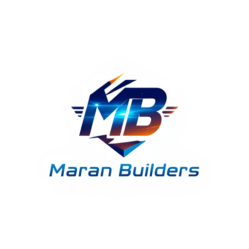 AI Design for "Create a dynamic and modern monogram logo for 'MB' with sharp angles, futuristic typography, and motion-inspired elements. Add 'Maran Builders' in clean, sans-serif lettering below the monogram. Use a contemporary color scheme with gradients or metallic finishes for a cutting-edge appearance."