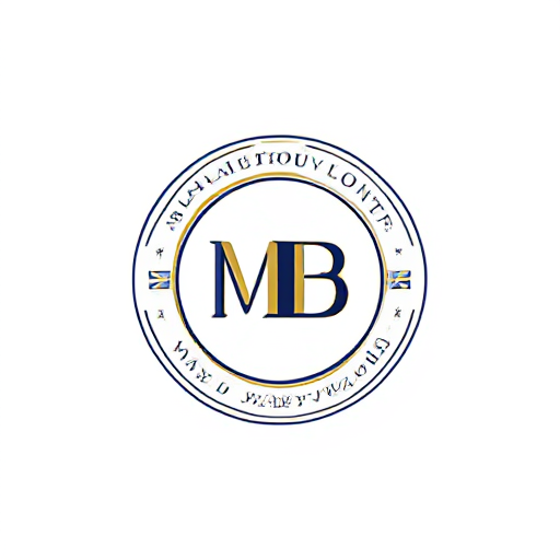 AI Design for Design a circular logo with the monogram 'MB' in the center, surrounded by 'Maran Builders' in an elegant typeface forming the border. Use symmetrical, balanced lines with a bold yet minimalistic design. Opt for colors like deep navy, white, and metallic gold for a timeless emblem."
