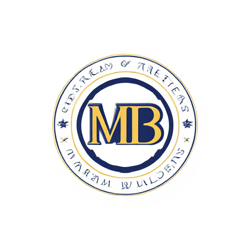 AI Design for Design a circular logo with the monogram 'MB' in the center, surrounded by 'Maran Builders' in an elegant typeface forming the border. Use symmetrical, balanced lines with a bold yet minimalistic design. Opt for colors like deep navy, white, and metallic gold for a timeless emblem."