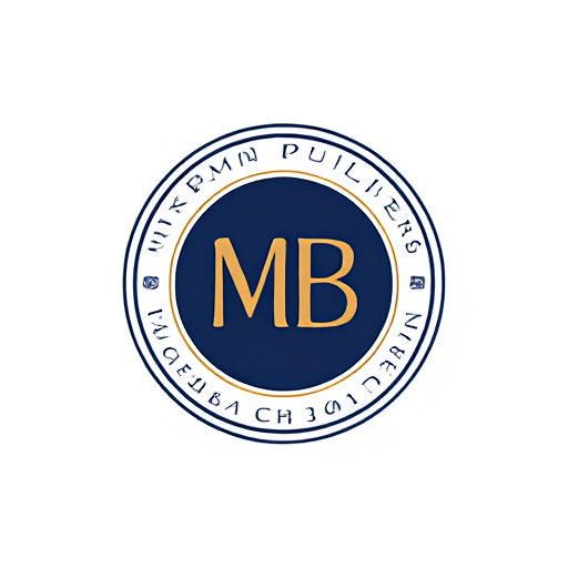 AI Design for Design a circular logo with the monogram 'MB' in the center, surrounded by 'Maran Builders' in an elegant typeface forming the border. Use symmetrical, balanced lines with a bold yet minimalistic design. Opt for colors like deep navy, white, and metallic gold for a timeless emblem."