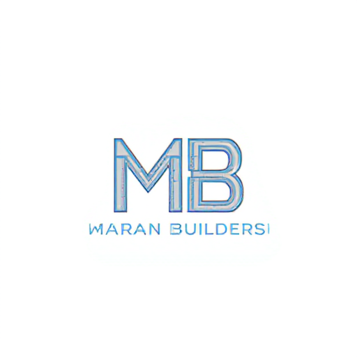 AI Design for Design a monogram logo for 'MB' where the letters resemble an architectural framework, such as a building outline or blueprint. Integrate 'Maran Builders' below the monogram in a modern font. Use sharp, angular lines and a color scheme of steel gray, black, and blue to reflect professionalism and precision."