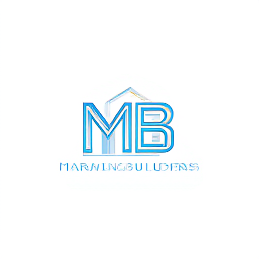 AI Design for Design a monogram logo for 'MB' where the letters resemble an architectural framework, such as a building outline or blueprint. Integrate 'Maran Builders' below the monogram in a modern font. Use sharp, angular lines and a color scheme of steel gray, black, and blue to reflect professionalism and precision."