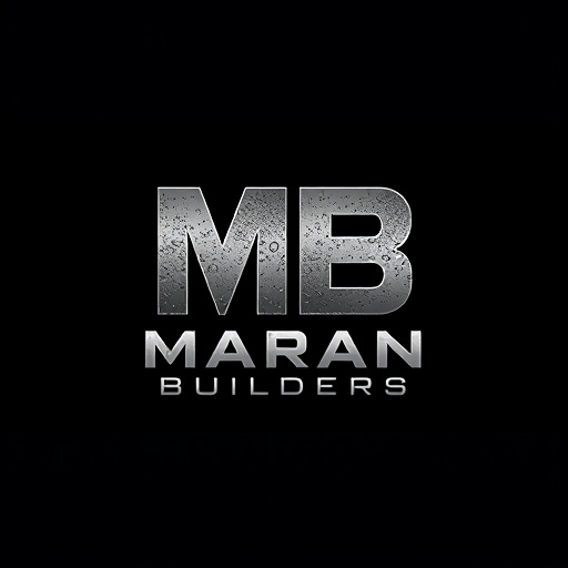 AI Design for Create a bold, industrial-style monogram for 'MB' that incorporates textures like steel or concrete, symbolizing durability. Position 'Maran Builders' beneath the logo in strong, bold lettering, matching the industrial theme. Use neutral colors such as black, dark gray, and silver."