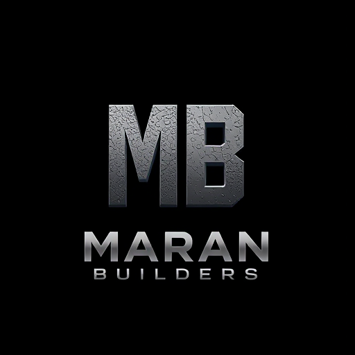 AI Design for Create a bold, industrial-style monogram for 'MB' that incorporates textures like steel or concrete, symbolizing durability. Position 'Maran Builders' beneath the logo in strong, bold lettering, matching the industrial theme. Use neutral colors such as black, dark gray, and silver."