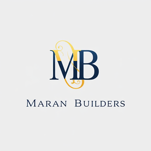 AI Design for Design a premium monogram for 'MB' with elegant serif fonts or custom letterforms. Include 'Maran Builders' below the monogram in a complementary, high-end typeface. Use a luxurious color palette of gold, navy blue, and black to exude sophistication."