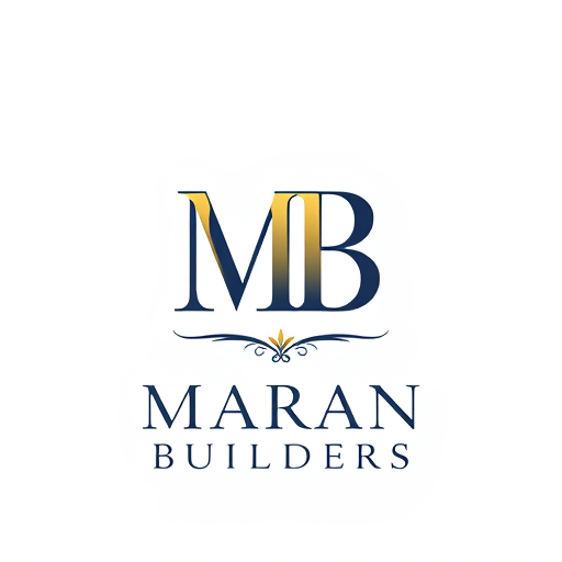 AI Design for Design a premium monogram for 'MB' with elegant serif fonts or custom letterforms. Include 'Maran Builders' below the monogram in a complementary, high-end typeface. Use a luxurious color palette of gold, navy blue, and black to exude sophistication."