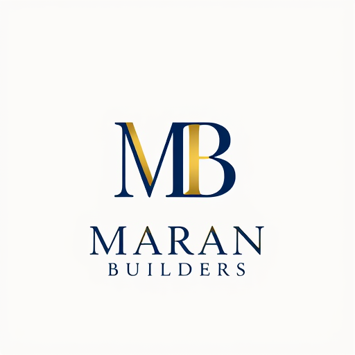 AI Design for Design a premium monogram for 'MB' with elegant serif fonts or custom letterforms. Include 'Maran Builders' below the monogram in a complementary, high-end typeface. Use a luxurious color palette of gold, navy blue, and black to exude sophistication."
