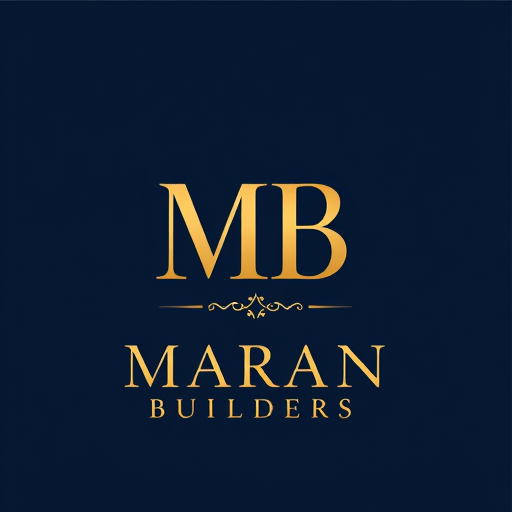 AI Design for Design a premium monogram for 'MB' with elegant serif fonts or custom letterforms. Include 'Maran Builders' below the monogram in a complementary, high-end typeface. Use a luxurious color palette of gold, navy blue, and black to exude sophistication."