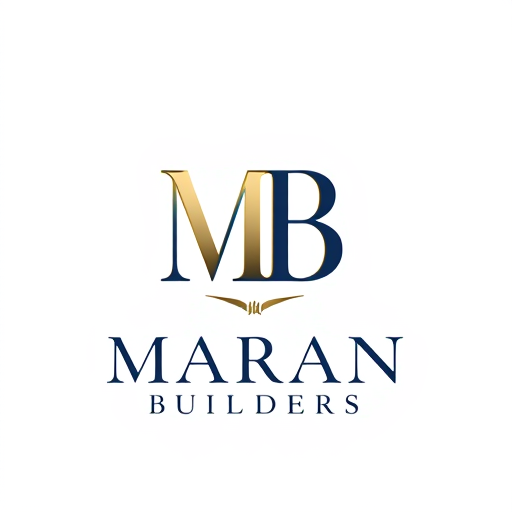 AI Design for Design a premium monogram for 'MB' with elegant serif fonts or custom letterforms. Include 'Maran Builders' below the monogram in a complementary, high-end typeface. Use a luxurious color palette of gold, navy blue, and black to exude sophistication."