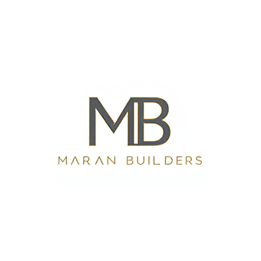 AI Design for "Create a seamless monogram for 'MB' where the letters are intertwined with 'Maran Builders' itself. For example, incorporate the full name into the base of the 'M' or 'B'. Use a clean, modern font and a neutral palette with optional gold accents to emphasize trust and expertise."