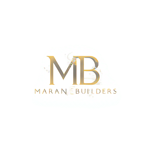 AI Design for "Create a seamless monogram for 'MB' where the letters are intertwined with 'Maran Builders' itself. For example, incorporate the full name into the base of the 'M' or 'B'. Use a clean, modern font and a neutral palette with optional gold accents to emphasize trust and expertise."