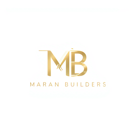 AI Design for "Create a seamless monogram for 'MB' where the letters are intertwined with 'Maran Builders' itself. For example, incorporate the full name into the base of the 'M' or 'B'. Use a clean, modern font and a neutral palette with optional gold accents to emphasize trust and expertise."