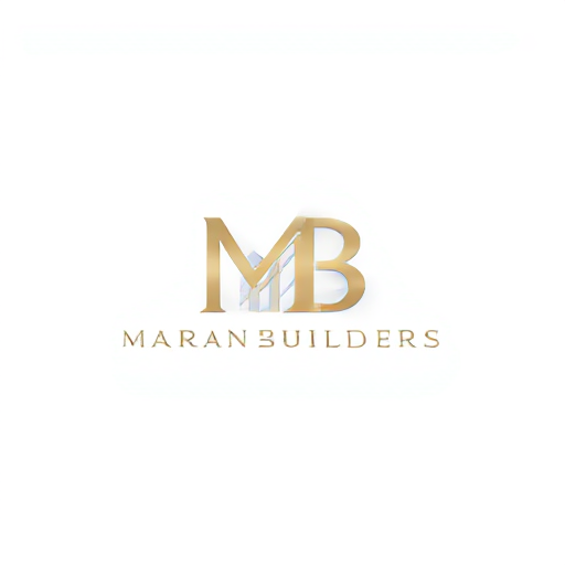 AI Design for "Create a seamless monogram for 'MB' where the letters are intertwined with 'Maran Builders' itself. For example, incorporate the full name into the base of the 'M' or 'B'. Use a clean, modern font and a neutral palette with optional gold accents to emphasize trust and expertise."
