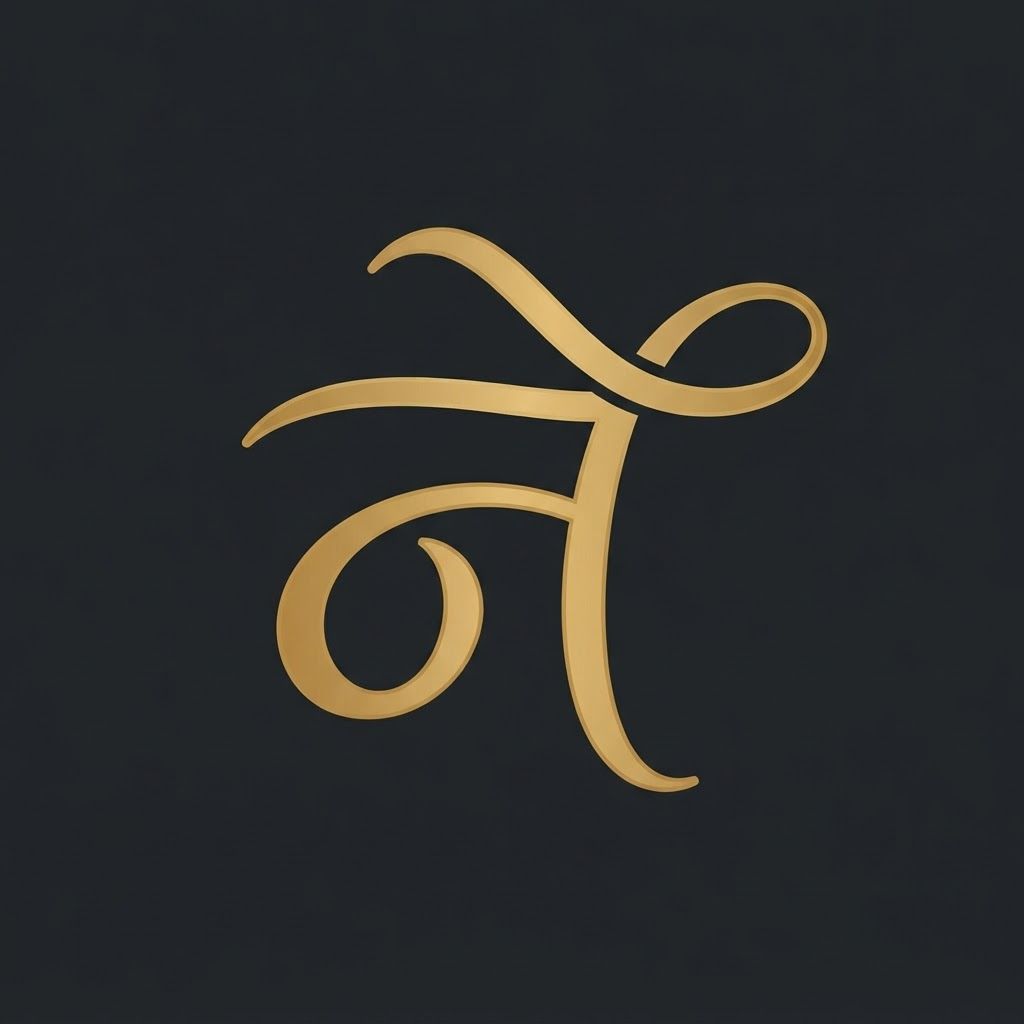 A minimalist luxury monogram logo of the Hindi letter 'ने' (Na with the ee vowel matra) for the brand Naimat, elegant curvy calligraphy style, smooth flowing organic lines representing blessings and grace, vector icon, flat design, clean solid background, premium gold and deep charcoal color palette

This is a square 1:1 image for posts. Fill the whole frame edge to edge and scale the subject large. Do not leave empty margin.