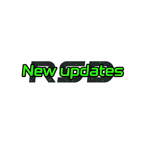 AI Design for Create a flat vector, illustrative-style wordmark logo design for a social media channel named 'New updates RSD', where the entire name is stylized with a digital font, incorporating pixelated elements to evoke a modern tech vibe. Use a mix of black and neon green to symbolize digital innovation and clarity against a white background. Do not show any realistic photo detail shading.