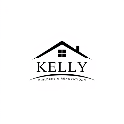 AI Design for A classy, sophisticated, simple logo for a company called Kelly Builders & Renovations. The logo will be black with a white background, and will feature a simple, streamlined, silhouette, flat icon of a roof and window with a curved line underneath.