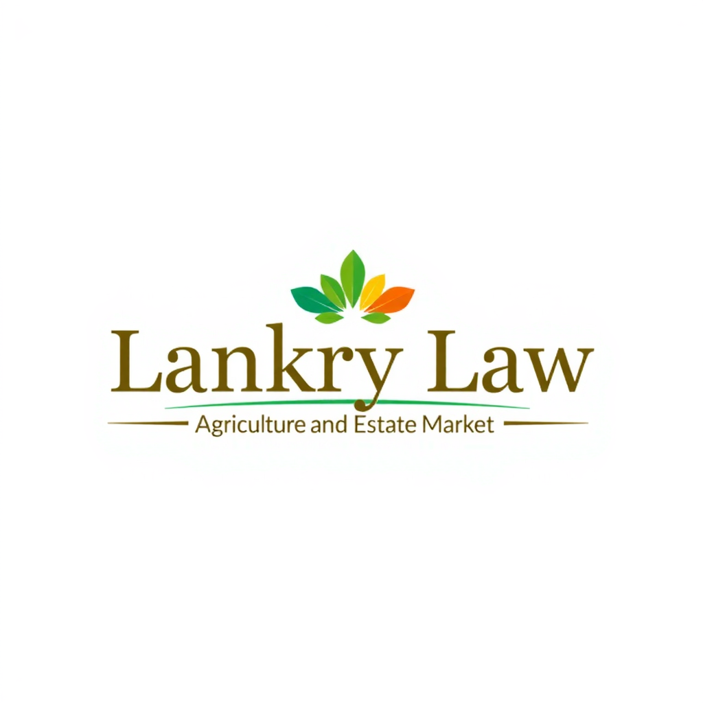 AI Design for law firm, write "lankry law" focus on agriculture and real estate market. warm colors.
