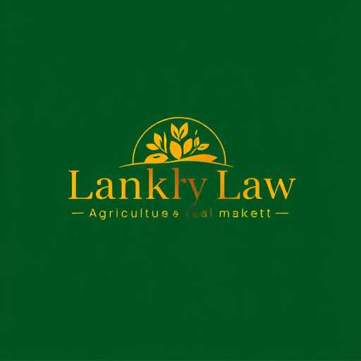 AI Design for law firm, write "lankry law" focus on agriculture and real estate market. colors green, brown and yellow. warm colors.