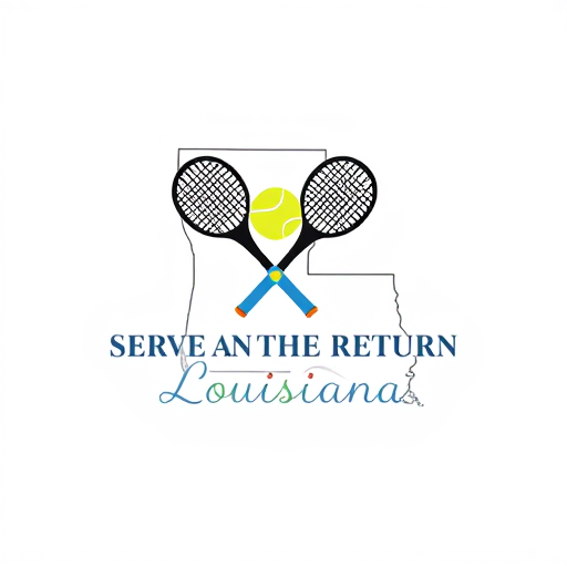 AI Design for Create a logo for Business Name “Serve and Return Louisiana”, Business Nature / Industry “Sports”, Business Description “Tennis Organization”, Concept of how i want my logo to be designed “Would like to see idea of two tennis racquets and tennis ball in shape of a louisiana fleur de lis within the state map if possible.”, Specific type of color i would want to see in my Logo “Tennis ball yellow/ green and softer baby blue , black”, Look and Feel of my Logo “Professional”