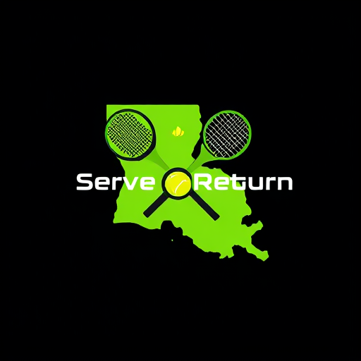 AI Design for Create a logo for Business Name “Serve and Return Louisiana”, Business Nature / Industry “Sports”, Business Description “Tennis Organization”, Concept of how i want my logo to be designed “Would like to see idea of two tennis racquets and tennis ball in shape of a louisiana fleur de lis within the state map if possible.”, Specific type of color i would want to see in my Logo “Tennis ball yellow/ green and softer baby blue , black”, Look and Feel of my Logo “Professional”