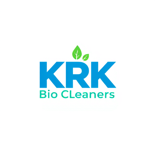 AI Design for i want the logo name as KRK Bio Cleaners.it is a brand name for chemical free organic bioenzyme want the logo to be in green and blue color with popping look. give it more offset backgroung with logo mark