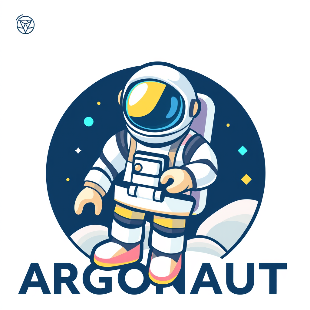 AI Design for use a colorful 3d astronaut to reference an argonaut. Logo should show innovation and leading forward. make it playful but keep the professional tone