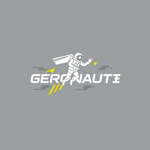 AI Design for expand ideas, use a gray background with white and yellow lines for logo. You can use the image of a comic argonaut or astronaut to make reference to the company name. Suggest ideas for posing of the logo to demonstrate moving forward and leading
