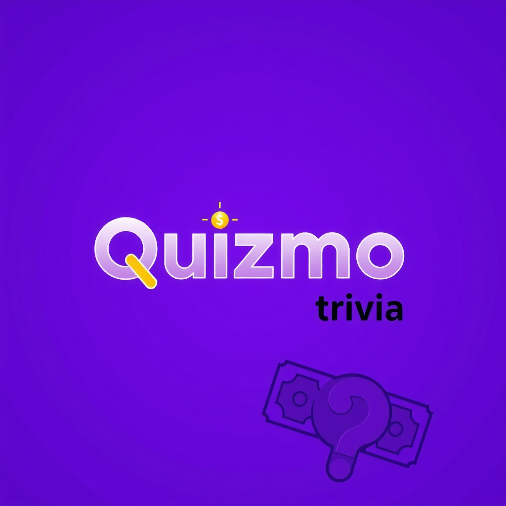 AI Design for Design a modern and vibrant logo for a trivia game called ‘Quizmo.’ The logo prominently features the word ‘Quizmo’ in a bold and clean Clash Grotesk typeface. The color palette includes a purple gradient as the base, complemented by gold and yellow accents to symbolize rewards and prizes. Integrate a creative combination of a question mark with elements like a dollar sign or a stack of cash. The design should convey excitement, competition, and success, with a minimalist and professional aesthetic that highlights the reward-driven nature of the game.