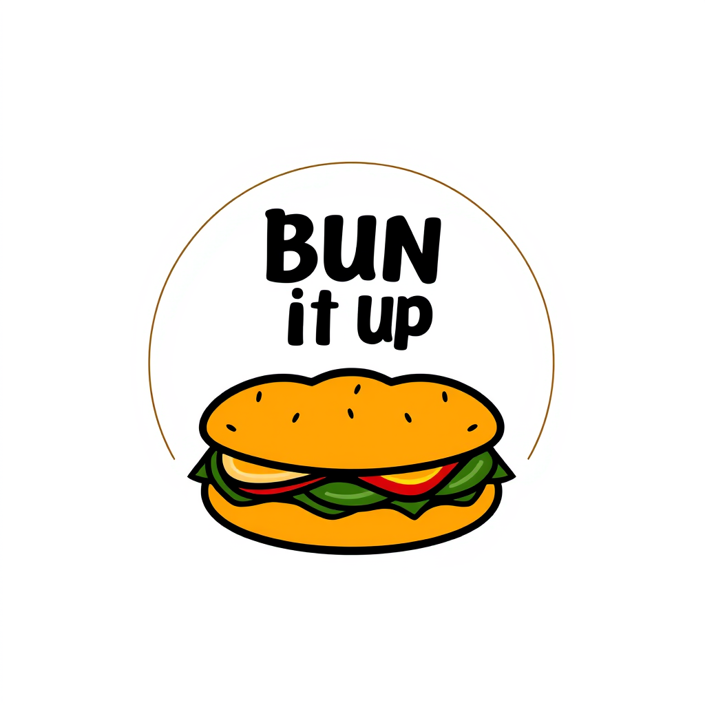 AI Design for So iam going to be selling different kinds of fillings inside a pav bun Like the pictures I've sent you The concept is street food but with a modern elegant touch The color themes should be vibrant plus classy And the vibe am looking for is fun, energetic, vibrant, street food, fusion. am using indian pav but it will have flavours from around the world inside that indian bun the name is bun it up