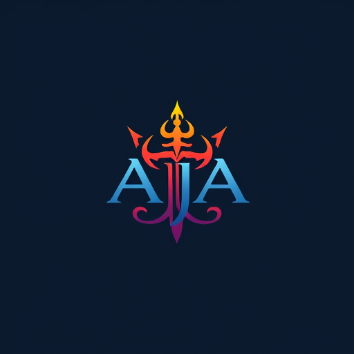 AI Design for Design a logo on the name of AJA using the trident