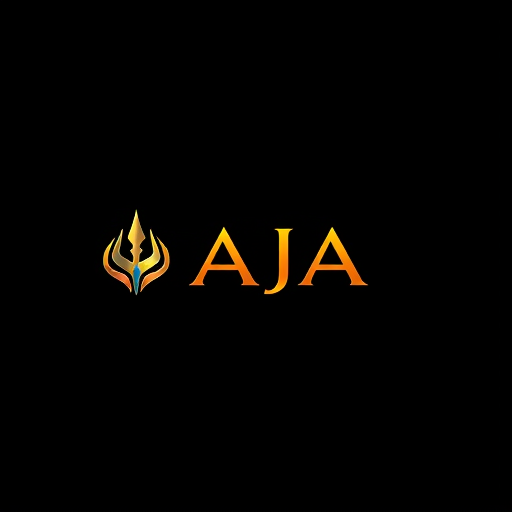 AI Design for design a logo on the name of AJA use the trident