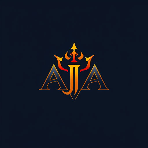 AI Design for Design a logo on the name of AJA using the trident