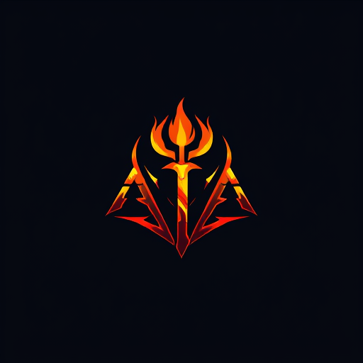 AI Design for Design a logo on the name of AJA using the Trident, more astatic, use fire element