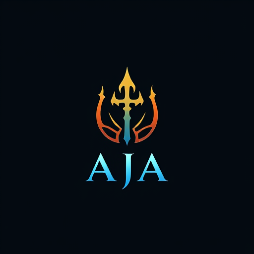 AI Design for Design a logo on the name of AJA using the trident