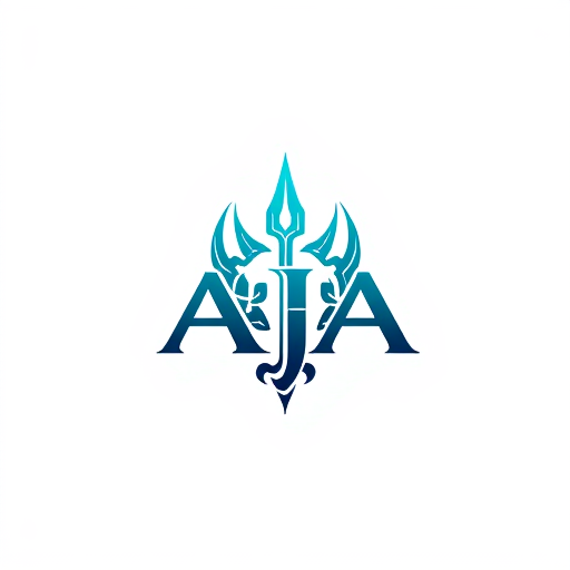AI Design for Design a logo on the name of AJA using the Trident, more astatic