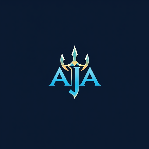 AI Design for Design a logo on the name of AJA using the Trident, more astatic