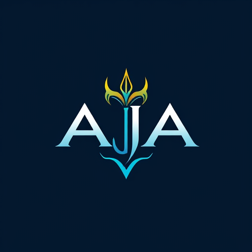 AI Design for Design a logo on the name of AJA using the Trident, more astatic