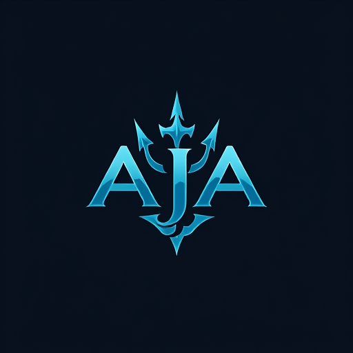 AI Design for Design a logo on the name of AJA using the Trident, more astatic, unique