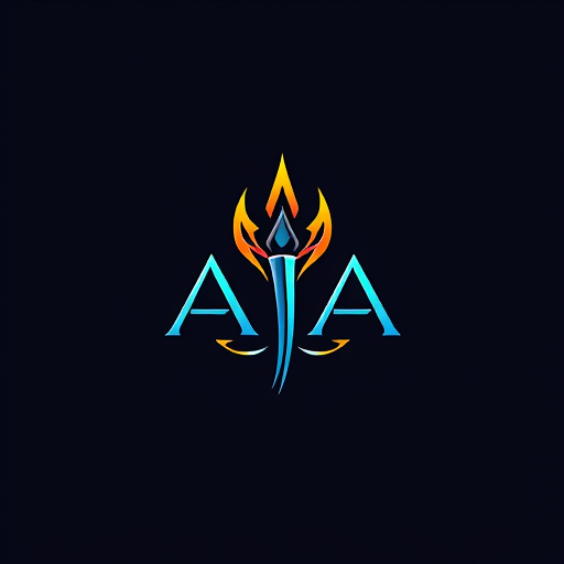 AI Design for Design a logo on the name of AJA using the Trident, more astatic