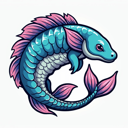 AI Design for a pangolin fish hybrid mermaid