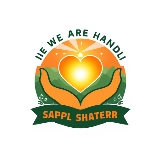 AI Design for logo design based on the theme "We Are His Hands," featuring hands holding a glowing heart against a scenic outdoor background. with adventurer and pathfinder logo please put kadingilan sda elementary school Date: January 22-25, 2024