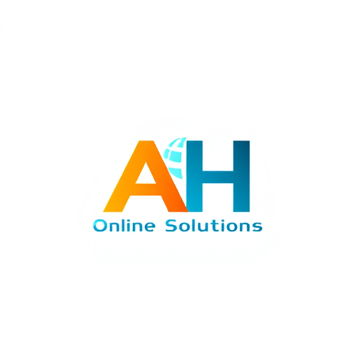 AI Design for Design a modern and professional logo for **AH Online Solutions**, a business offering services such as paper composing, graphic design, and front-end development using React.js. The logo should convey creativity, reliability, and versatility, with clean and modern typography that emphasizes "AH" as the focal point. Use a professional color palette with shades of blue, gray, or teal for trust and creativity, complemented by a vibrant accent color like orange or green. Incorporate subtle visuals like a digital pen, pixels, or code brackets to represent the services, or a globe to symbolize the online solutions aspect. Keep the design minimalist yet dynamic, using smooth shapes or gradients for a contemporary feel, and ensure it is scalable for use on websites and social media. use the given colors #0B545D and #EFF1E4