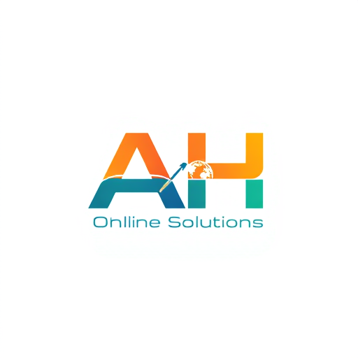 AI Design for Design a modern and professional logo for **AH Online Solutions**, a business offering services such as paper composing, graphic design, and front-end development using React.js. The logo should convey creativity, reliability, and versatility, with clean and modern typography that emphasizes "AH" as the focal point. Use a professional color palette with shades of blue, gray, or teal for trust and creativity, complemented by a vibrant accent color like orange or green. Incorporate subtle visuals like a digital pen, pixels, or code brackets to represent the services, or a globe to symbolize the online solutions aspect. Keep the design minimalist yet dynamic, using smooth shapes or gradients for a contemporary feel, and ensure it is scalable for use on websites and social media. use the given colors #0B545D and #EFF1E4