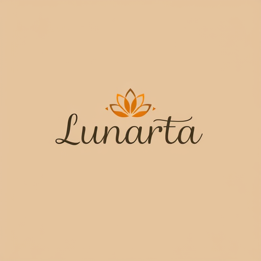 AI Design for brand name "Lunarta", simple, cute, contemporary, feminine with a khaki background, without a slogan,