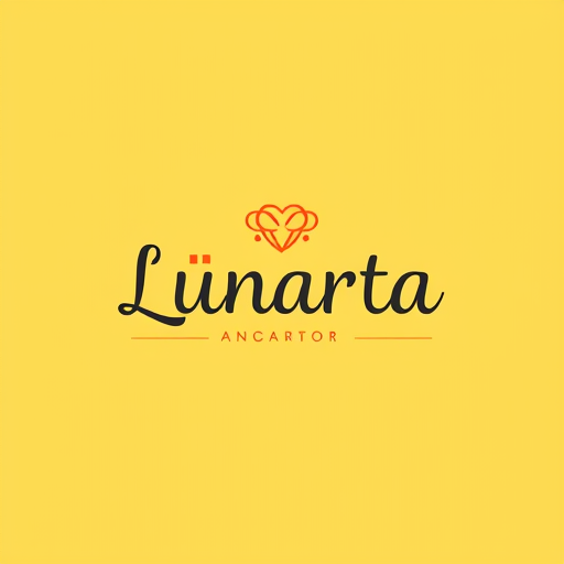 AI Design for brand name "Lunarta", simple, cute, contemporary, feminine with a yellow background, without a slogan, sweet, happy, cheerful