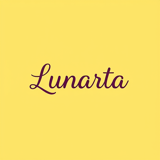 AI Design for brand name "Lunarta", simple, cute, contemporary, feminine with a yellow background, without a slogan, sweet, happy, cheerful