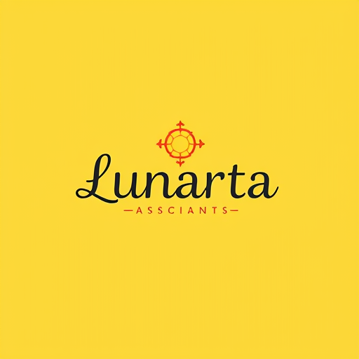 AI Design for brand name "Lunarta", simple, cute, contemporary, feminine with a yellow background, without a slogan,