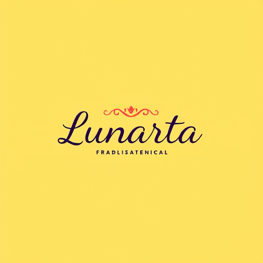 AI Design for brand name "Lunarta", simple, cute, contemporary, feminine with a yellow background, without a slogan,